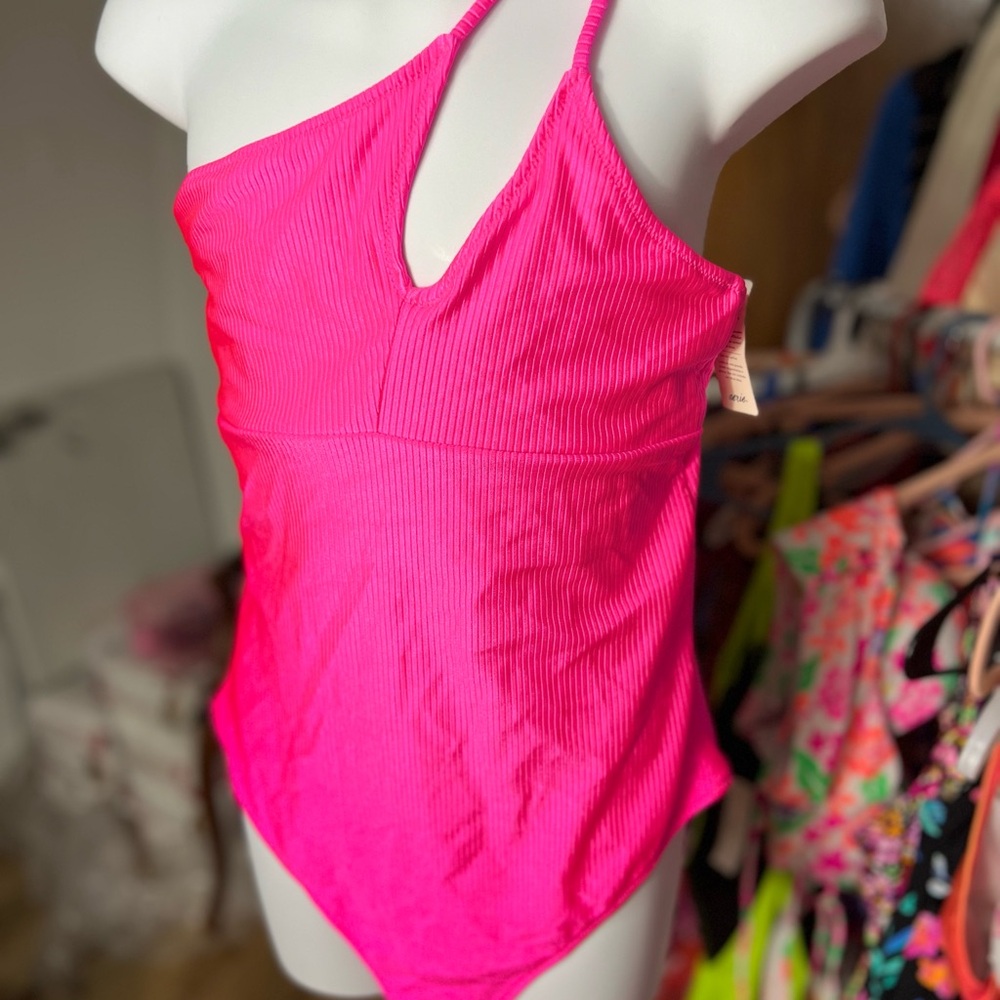 Vibrant Pink Halter Swimsuit